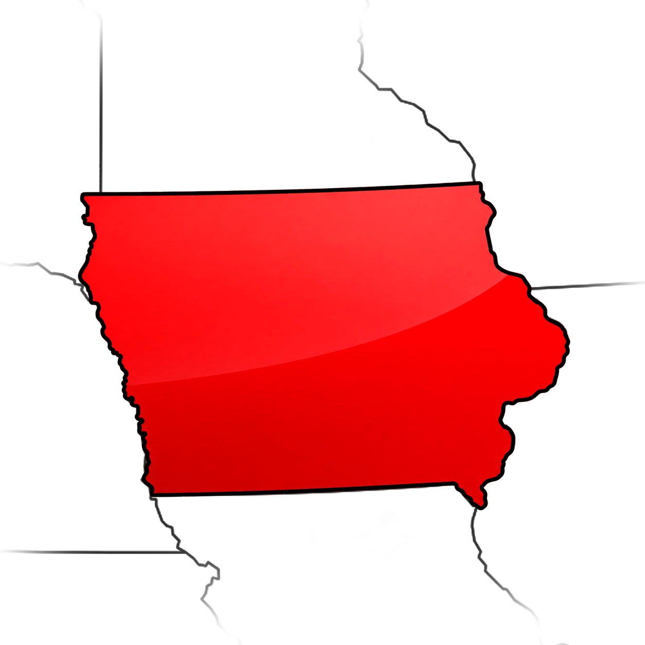 Map of the Midwest highlighting Midwest Vac Professionals' service area, covering Iowa and portions of surrounding states including Nebraska, South Dakota, Minnesota, and Missouri.
